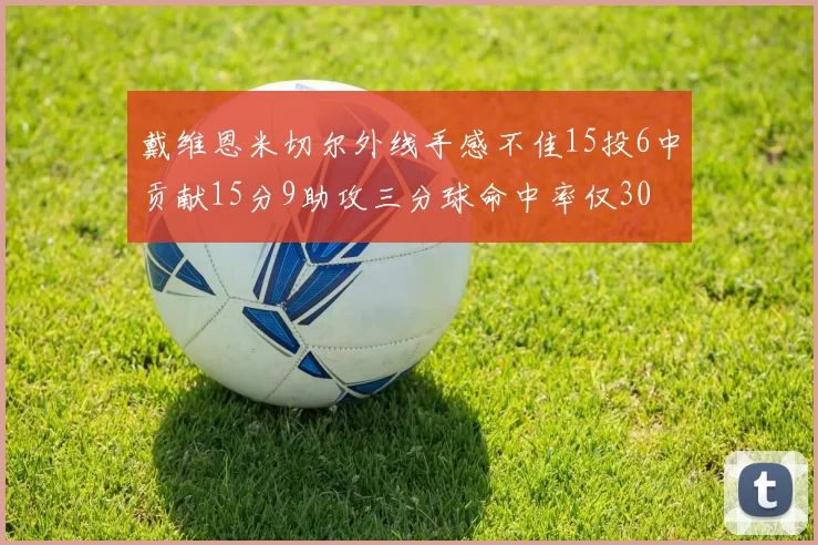 戴维恩米切尔外线手感不佳15投6中贡献15分9助攻三分球命中率仅30